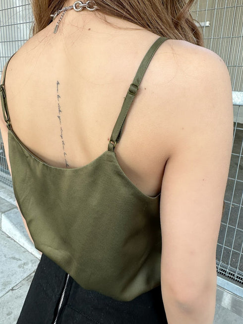 レースサテンキャミトップス