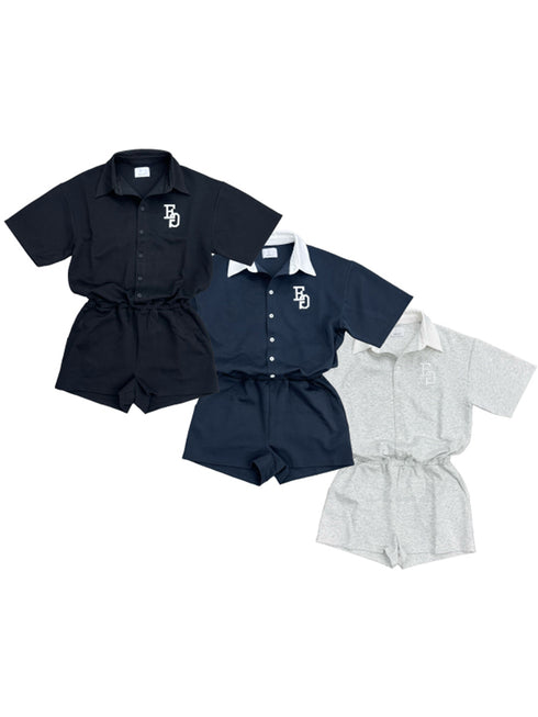 ラガーシャツ半袖オールインワン