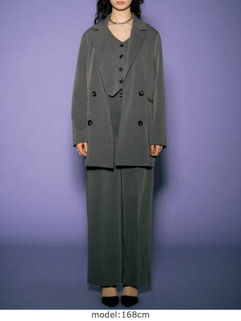 マーブル釦ワイドパンツ