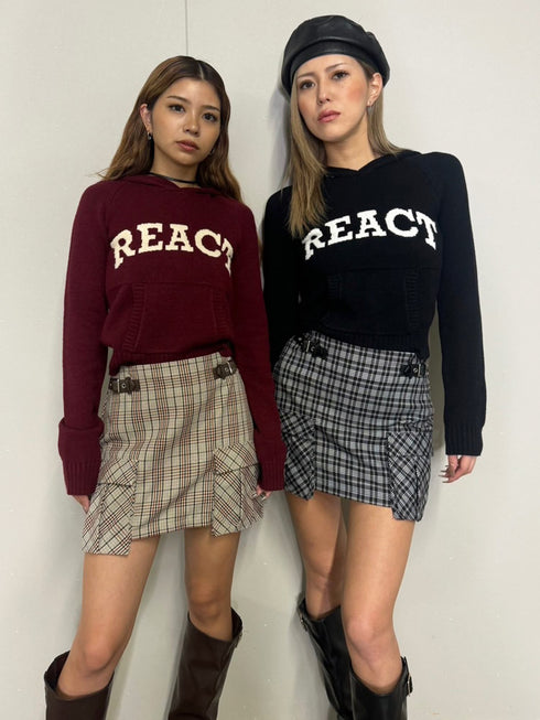 サイドベルトチェック柄スカート