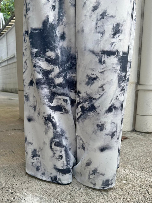 ベルト付ラップシフォンワイドパンツ