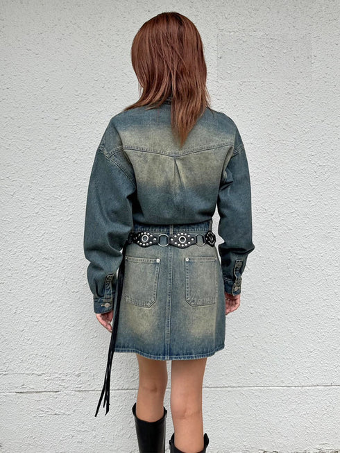 ヴィンテージ加工デニムワンピース