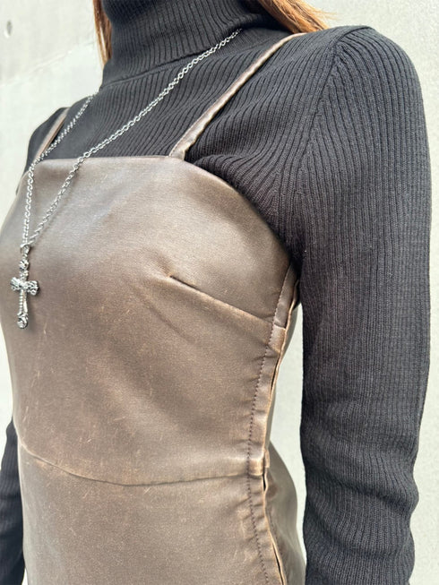 ヴィンテージレザーキャミワンピース