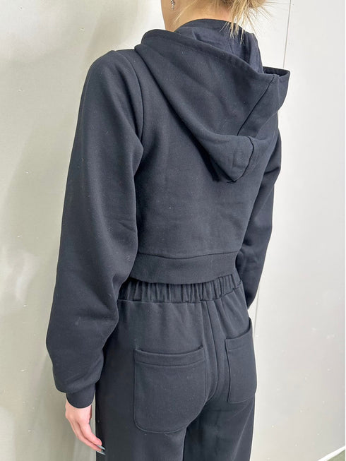 ロゴ刺繍スウェットショートパーカー