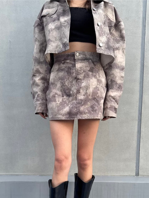 ニュアンス柄ミニスカート