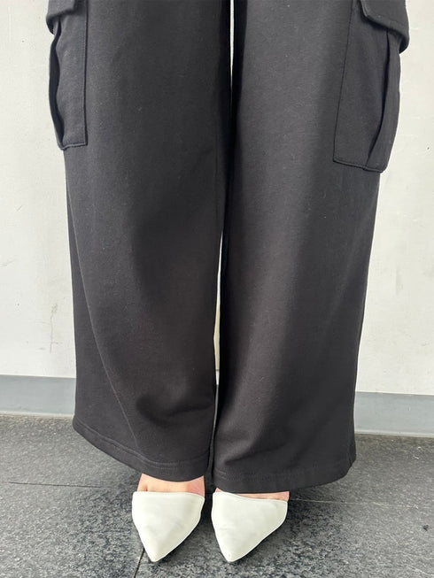 コントラストトリムスウェットカーゴパンツ