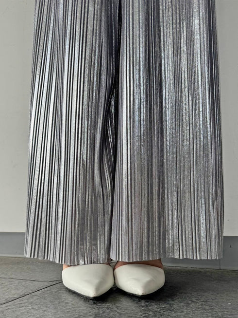 シャイニープリーツワイドパンツ