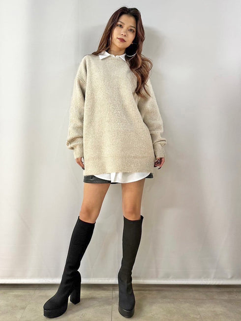 ロングシャギービッグニットトップス