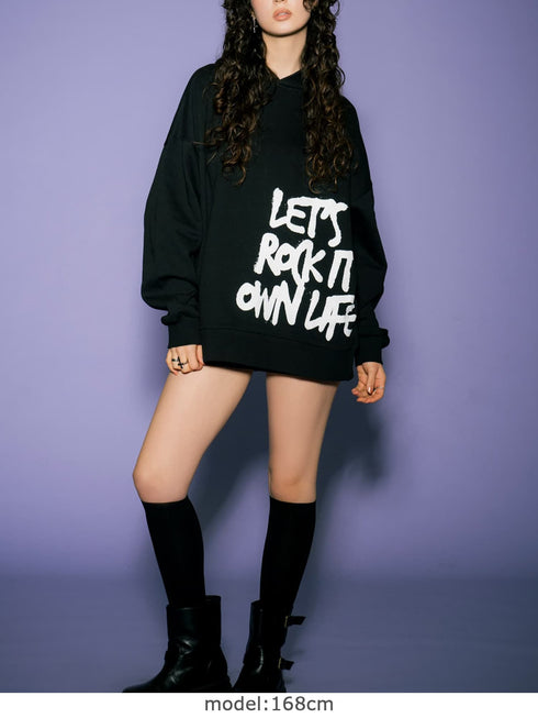 裾ロゴ裏毛トップ