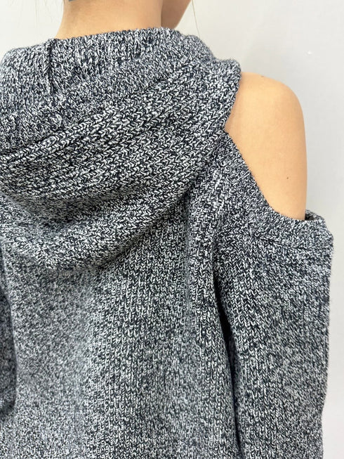 肩あきフード MIX二ットトップ