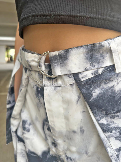 ベルト付ラップシフォンワイドパンツ