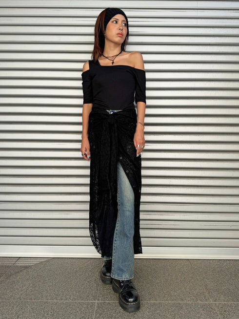 レースシャツライクロングスカート