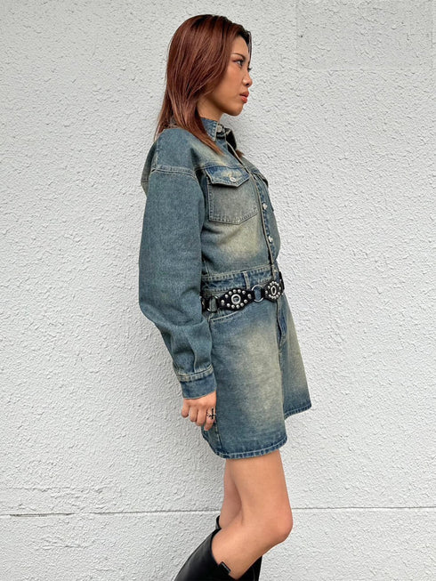 ヴィンテージ加工デニムワンピース