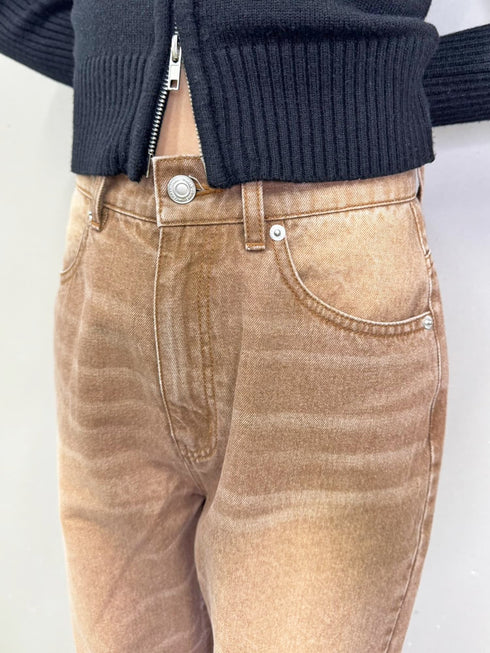 ヴィンテージライク加工ワイドパンツ