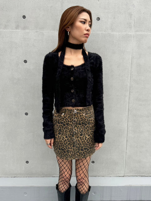 ストール付スクエアネックニットトップス