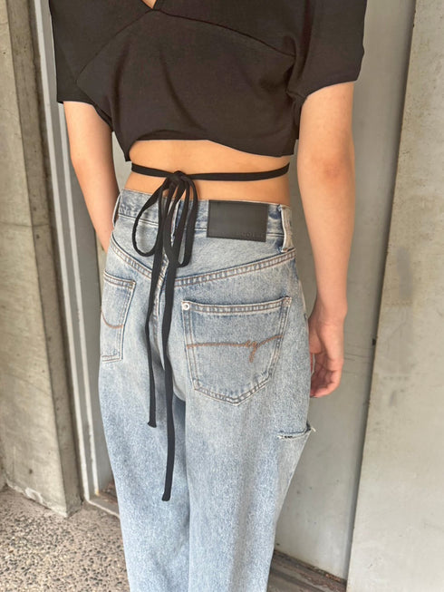 フロントドロストショートトップス