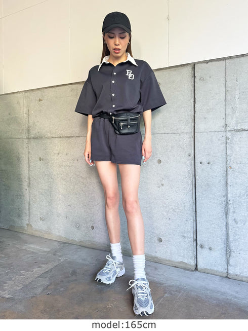 ラガーシャツ半袖オールインワン