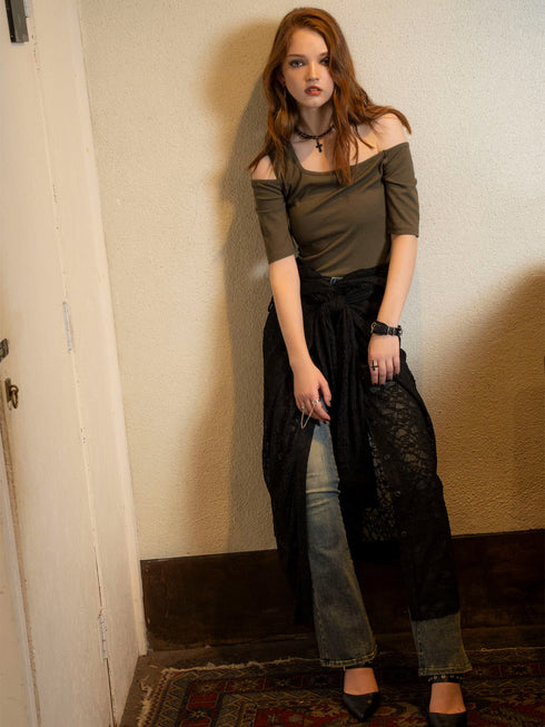 アシメデザインカットリブTOP