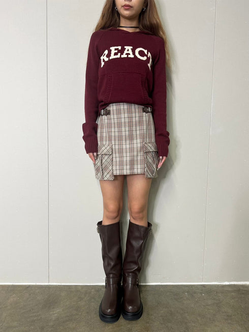 サイドベルトチェック柄スカート