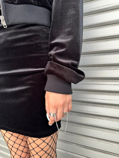 ラメ刺繍ベロアパーカー