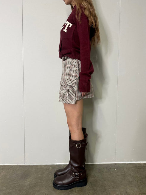 サイドベルトチェック柄スカート