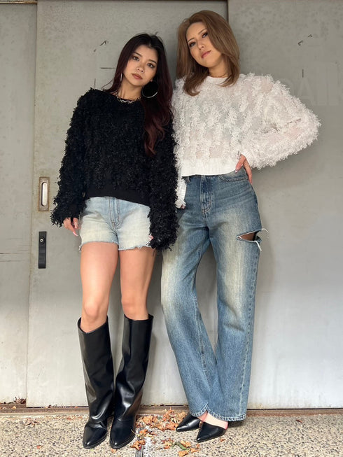 フラッグヤーンニットトップス