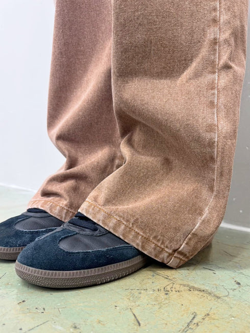 ヴィンテージライク加工ワイドパンツ