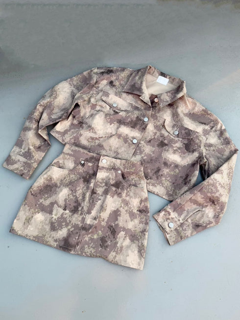 ニュアンス柄短丈シャツ