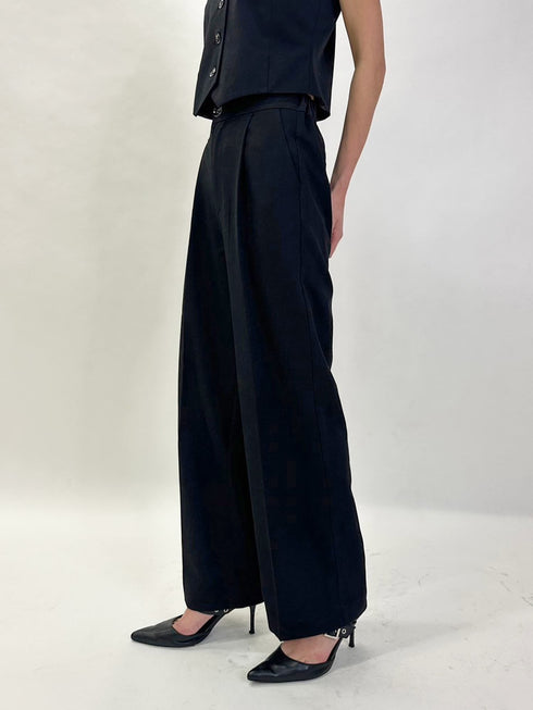 マーブル釦ワイドパンツ