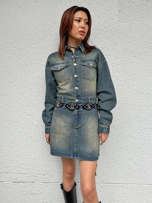 ヴィンテージ加工デニムワンピース