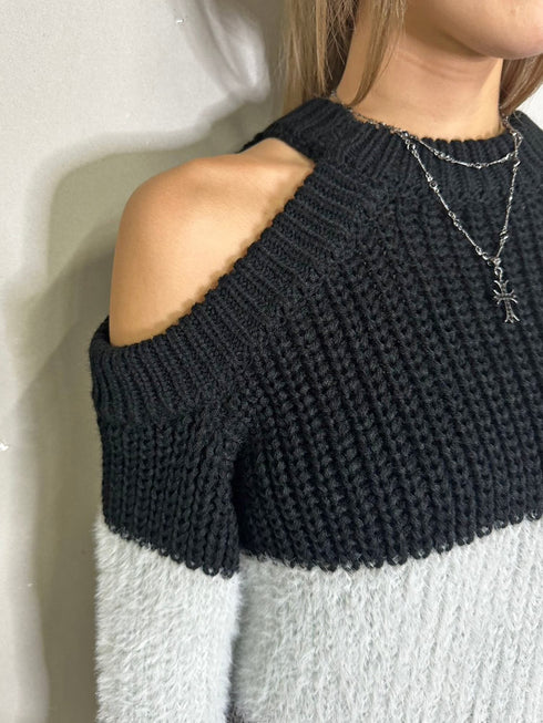 3カラー肩あきニットトップスⅡ