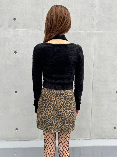 ストール付スクエアネックニットトップス