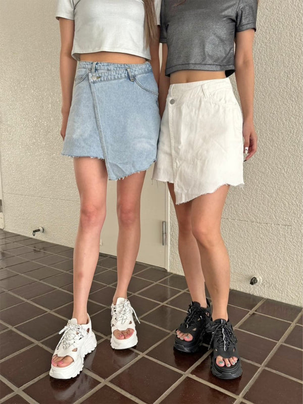 ラップデニムミニスカート