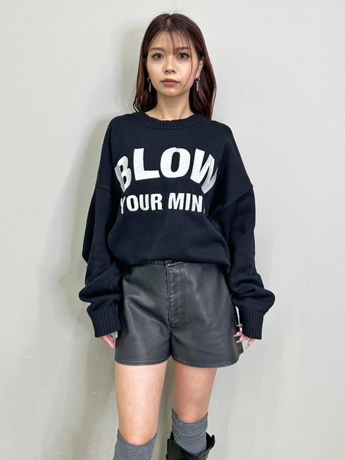 ロゴ刺繍ニットプルオーバー