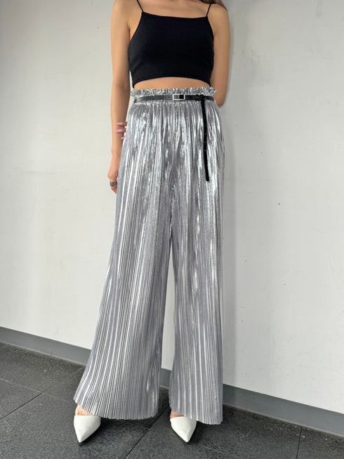 シャイニープリーツワイドパンツ