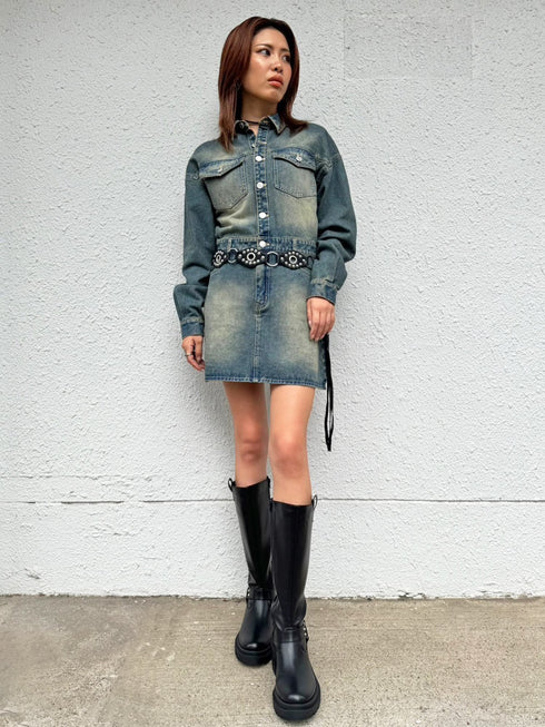 ヴィンテージ加工デニムワンピース