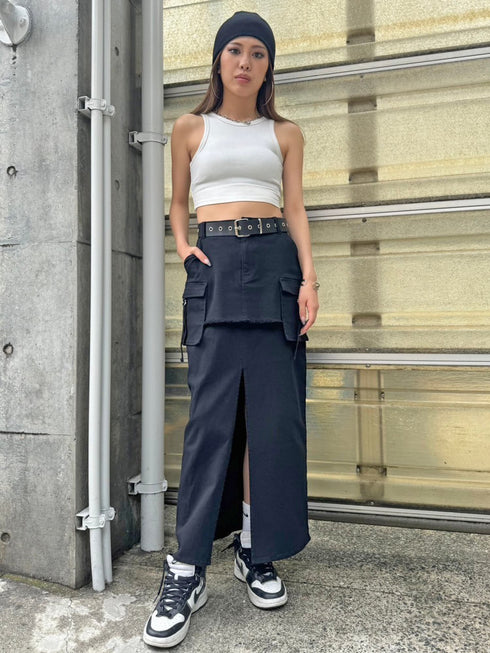 レイヤード風カーゴスカート