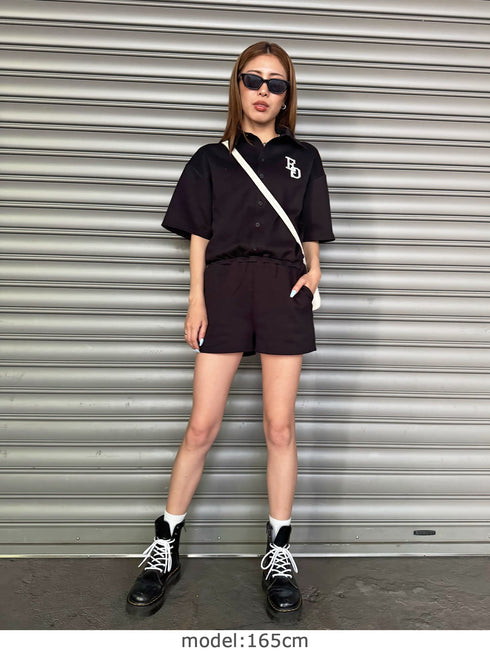 ラガーシャツ半袖オールインワン