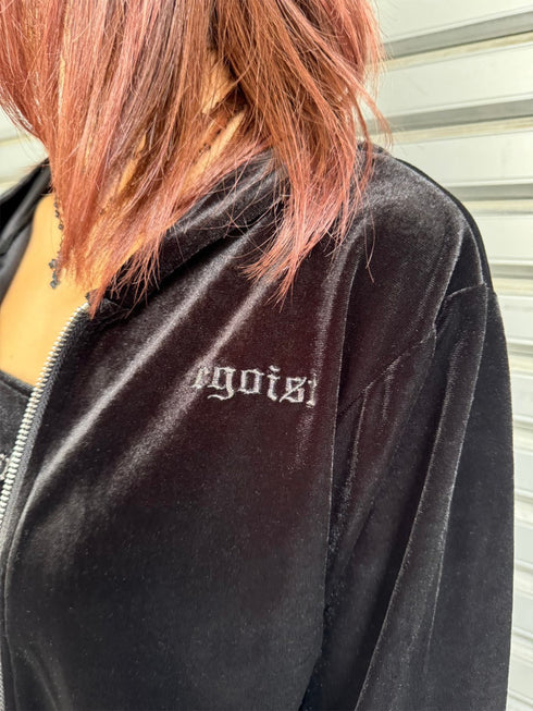 ラメ刺繍ベロアパーカー