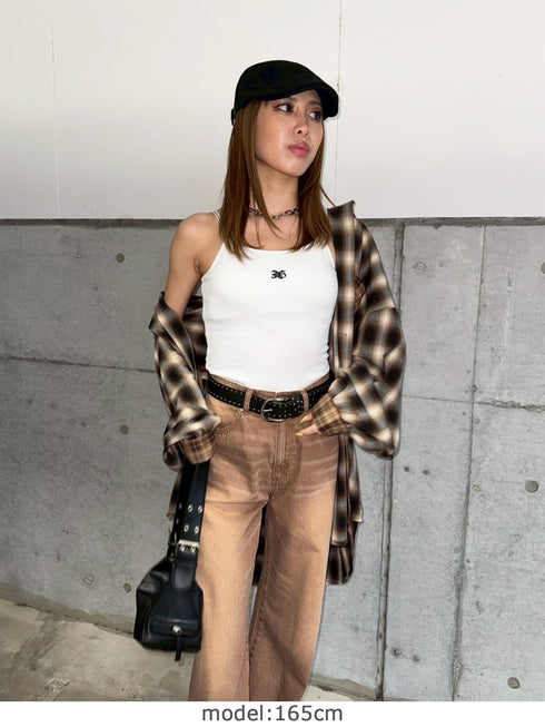 ロゴ刺繍キャミトップ