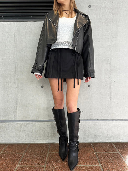 リボンプリーツミニスカート