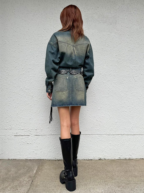 ヴィンテージ加工デニムワンピース