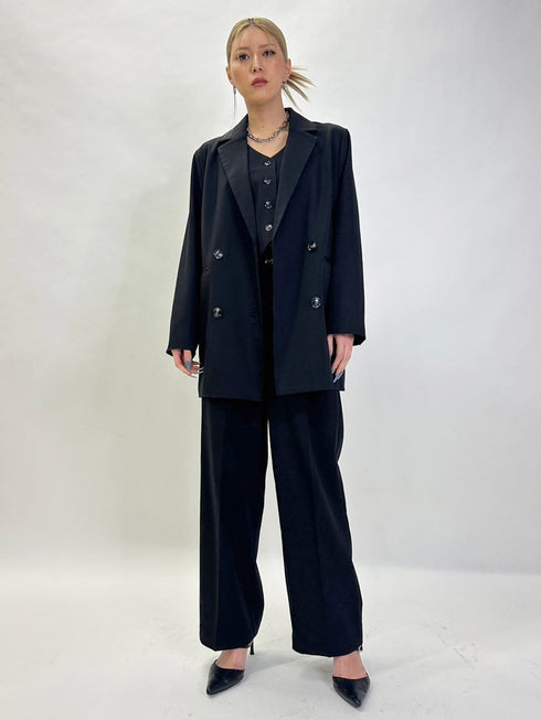 マーブル釦ワイドパンツ