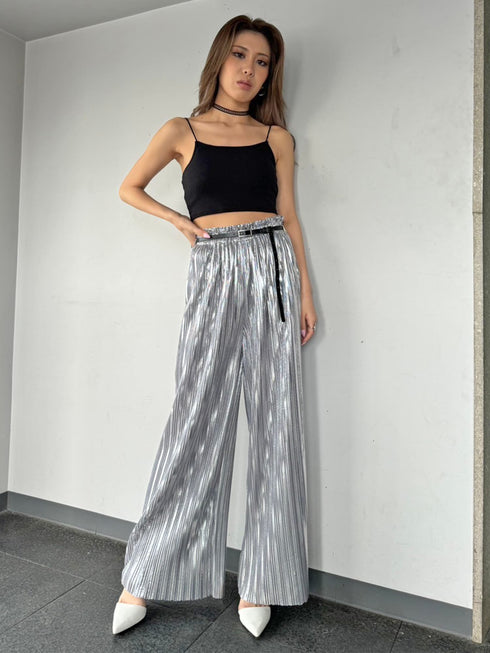 シャイニープリーツワイドパンツ