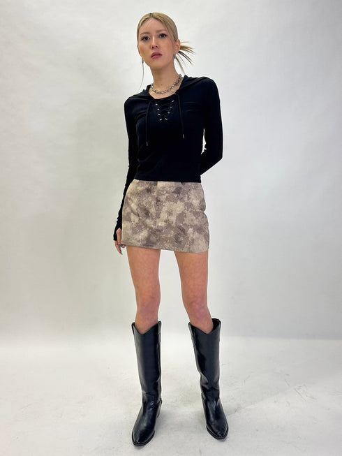 レースアップフードトップ