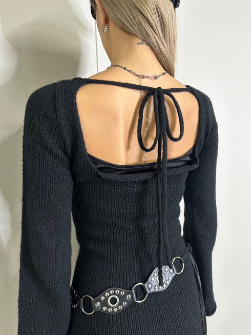 バックオープンニットワンピース