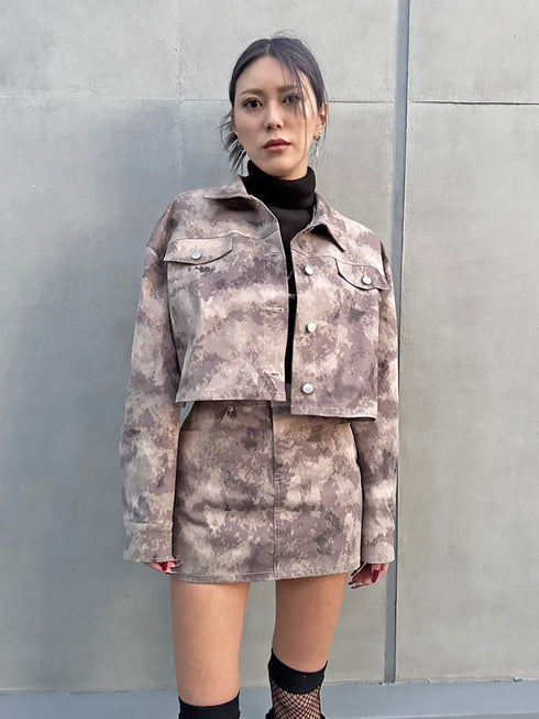 ニュアンス柄短丈シャツ