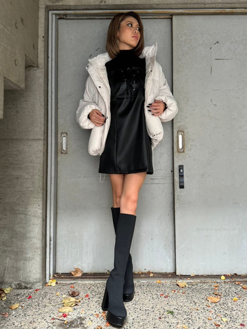 レースアップスリムキャミワンピース