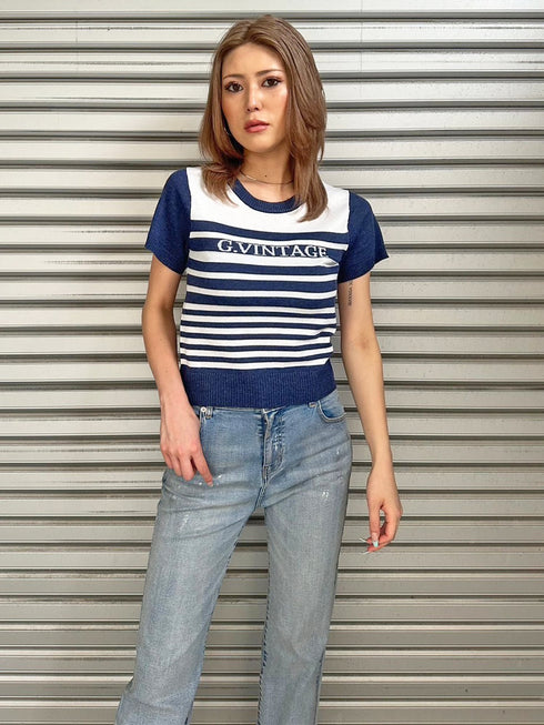 グラム・ヴィンテージボーダーニットトップス