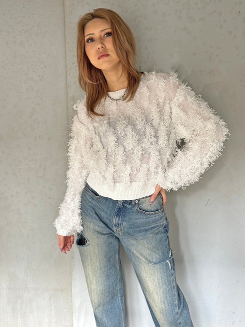 フラッグヤーンニットトップス